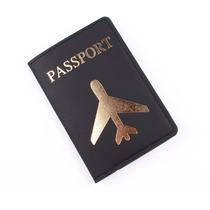 Porta-passaporte de viagem de negócios cobrir hot stamping avião imitação couro fino slim carteira de identificação caixa de cartão com slot de cartão - Preto