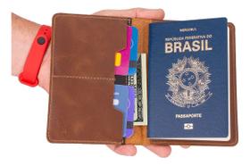 Porta Passaporte Documentos Cartões Cédulas Couro Bovino Porta Passaporte Documentos Cartões Cédulas Couro Bovino