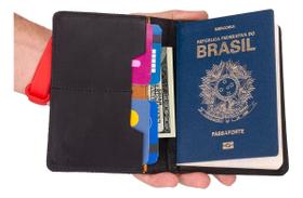 Porta Passaporte Documentos Cartões Cédulas Couro Bovino