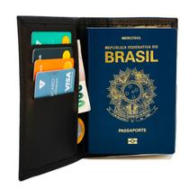 Porta Passaporte Documentos Cartões Couro 100% - Kênia e Kátia Couros