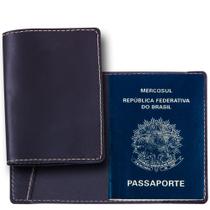 Porta Passaporte em Couro Legítimo Preto - Finess Presentes