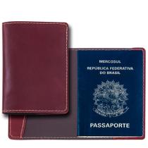 Porta Passaporte em Couro Legítimo Vinho - Finess Presentes