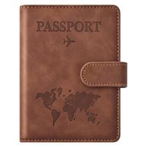 Porta Passaporte Eoehro para Itens Essenciais de Viagem, Capa para Passaporte, Carteira para Acessórios de Viagem, Porta Passaporte para Mulheres e Homens (marrom)