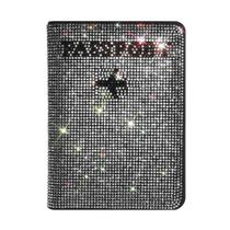 Porta-passaportes MYHOBBY Shiny Strass PU em couro branco