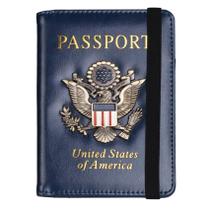 Porta-Passaportes TOURSUIT em Couro com Bloqueio RFID - Azul Escuro