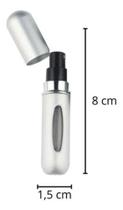 Porta Perfume Recarregável Portátil Várias Cores - Spray 5ml - Platina