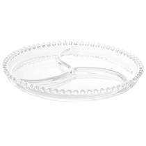 Porta Petiscos Com 3 Divisórias Grande 23cm De Cristal Pearl Para Amendoim