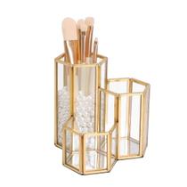 Porta-pincéis de maquiagem K COOL Decorative Gold Glass Porta-pincéis de maquiagem K COOL Decorative Gold Glass