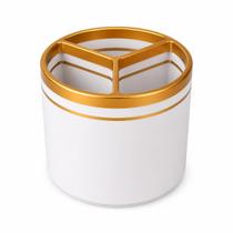 Porta Pincéis de Maquiagem Luxo Organizador de Maquiagem Branco e Dourado Pote Decorativo em PLA Premium 3D - Porta Pincéis de Maquiagem Luxo Organizador de Maquiagem Branco e Dourado Pote Decorativo em PLA Premium 3D -