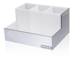 Porta Pincel Realce Em Acrílico Branco com Espelhado Porta Pincel Realce Em Acrílico Branco com Espelhado