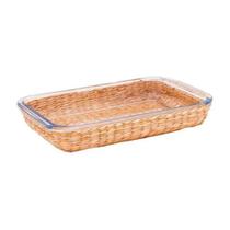 Porta Pirex Refratário Retangular base Palha 39 x 24 cms - STR Porta Pirex Refratário Retangular base Palha 39 x 24 cms - STR