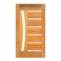 Porta Pivotante BBB Friso Metálico Arco p/Vidro Montada em Madeira Maciça Cedro Arana Casmavi