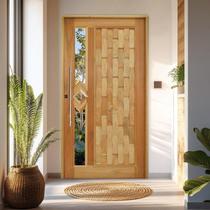 Porta Pivotante Couro em Pé Losango Batente 14 Puxador Tubo 80 Cm 120 X 210 Direito Rodam
