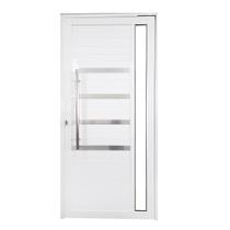 Porta Pivotante de Alumínio Branco Com Puxador, Friso e Visor Linha Roma