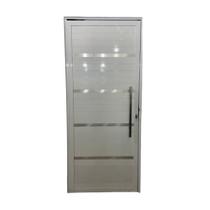 Porta Pivotante de Alumínio Lambril 2,10 x 0,80 Com Frisos Direita Cor Branco - Linha 25mm Especial