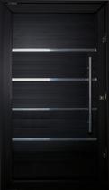 Porta Pivotante de Alumínio Lambril 2,10 X 0,90 Com Frisos Puxador e Kit Fechadura Esquerda Cor Black