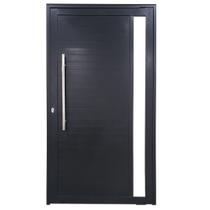 Porta Pivotante de Alumínio Preto Com Puxador e Vidro Linha Roma