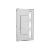 Porta Pivotante Direita com Vidro, Lambri Horizontal E Puxador Aluminium 243,5x146,2cm Branca - Sasazaki