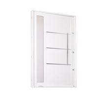 Porta Pivotante Lambri Alumínio 221 x 127 x 11cm Puxador Friso Visor Direita Branco Suprema MMachado