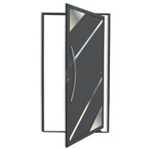 Porta Pivotante Lambril Oasis com Puxador Super 210cm x 120cm Brimak Abertura Esquerda Cinza