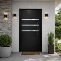 Porta Pivotante Preto Frizada 210x120 Lado Esquerdo