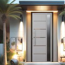 Porta Pivotante Solara Alumínio com Visor Puxador Barra Chata 210 X 100 Lado Esquerdo