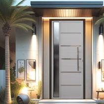 Porta Pivotante Solara Alumínio com Visor Puxador Tubolar 210 X 100 Abertura Esquerda
