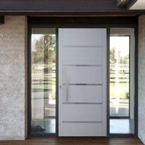 Porta Pivotante Solara Alumínio Puxador Barra Chata 210 x 100 Abertura Direita Branco Hale Esquadrias