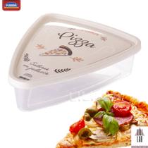 Porta Pizza Pedaço Pote Recipiente Triangular com Tampa