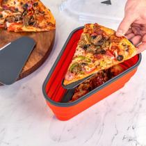 Porta Pizza Retrátil Recipiente Expansível para fatias Porta Pizza Retrátil Recipiente Expansível para fatias