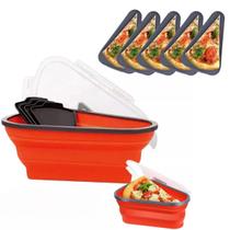 Porta Pizza Retrátil Silicone Freezer Ao Microondas 5 Fatias