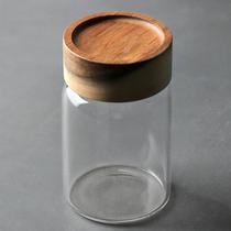 Porta pote de alimento e mantimento de vidro com tampa de bambu 200 ml