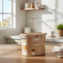 Porta Pote Mantimentos Açúcar Com Colher Plasutil Retro