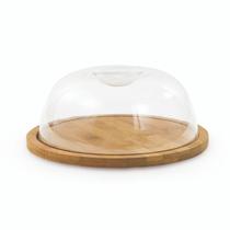 Porta Queijo com Tampa Ecokitchen Bambu e Acrílico 19x19 cm - Mimo Style - BM1502 Porta Queijo com Tampa Ecokitchen Bambu e Acrílico 19x19 cm - Mimo Style - BM1502
