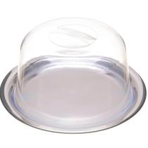 Porta Queijo Inox com Tampa Acrílica 21 x 10,5cm