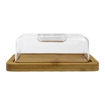 Porta Queijo Minas Frescal Retangular Base Bambu Com Tampa Acrílica Porta Queijo Minas Frescal Retangular Base Bambu Com Tampa Acrílica