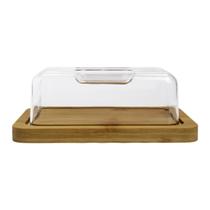 Porta Queijo Minas Frescal Retangular Base Bambu Com Tampa Acrílica Porta Queijo Minas Frescal Retangular Base Bambu Com Tampa Acrílica