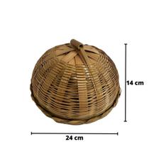 Porta Queijo Queijeira Artesanal Rustico Bambu Palha Verniz 14x24x24