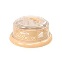 Porta Queijo Queijeira de Plástico Redonda Plasutil beje NOVA COLEÇÂO