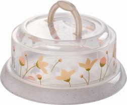 Porta Queijo Queijeira Redonda Plasutil Decorada Flores