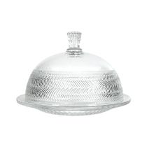 Porta Queijo Rina De Vidro Com Tampa Queijeira Mesa 19cm