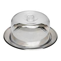 Porta Queijos Display Com Prato Base Inox Queijeira Cúpula