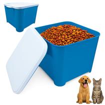 Porta Racao Container 15kg Comida Cachorro Gato Pote Azul