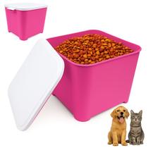 Porta Racao Container 15kg Comida Cachorro Gato Pote Rosa