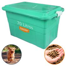 Porta Ração e Isca Pote Caixa Container Organizadora 70 L de Até 2 Sacos de 30 Kg Reforçada Trava Segurança para Pets - Agraplast