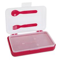 Porta Refeição Rosa Com Talher Infantil Menina BabyGo