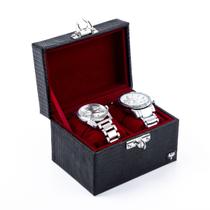 Porta Relógio Sintético Croco Caixa Com 2 Divisórias - Total Luxo