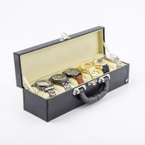 Porta Relógio Sintético Croco Maleta com 6 Divisórias - Total Luxo