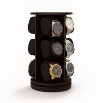 Porta Relógios Giratório 12 Unidades Reelux Mdf Preto Preta