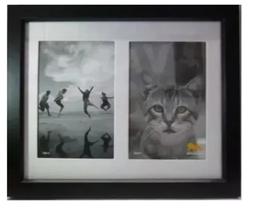 Porta Retrato 10 X 15 2 Duas Fotos Quadro Preto